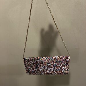 Sondra Roberts Colorful Beaded Clutch with Gold Chain